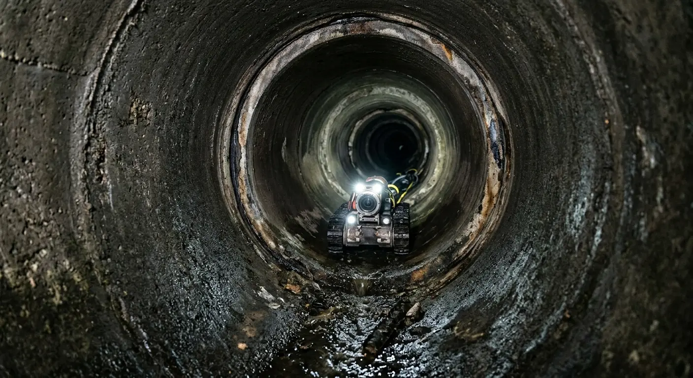 Robotic sewer camera inspecting pipe interior for Drain Snake Service in Andalusia